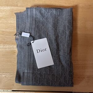 Dior Charcoal Gray Logo Scarf
